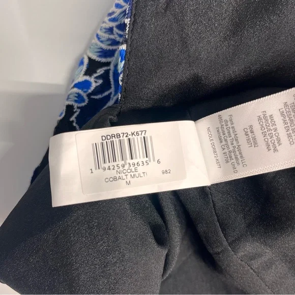 Imperfect NWT Dress the Population embroidered overlay blue floral medium dress - Picture 17 of 17